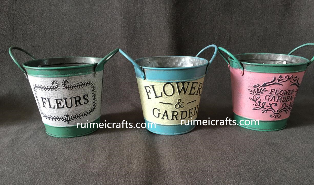 color painted metal pots with emboss logo