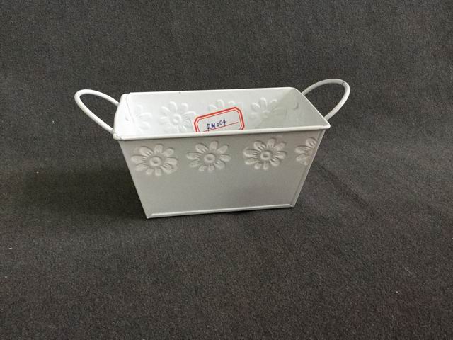 Square Metal Flower Pot with Handle