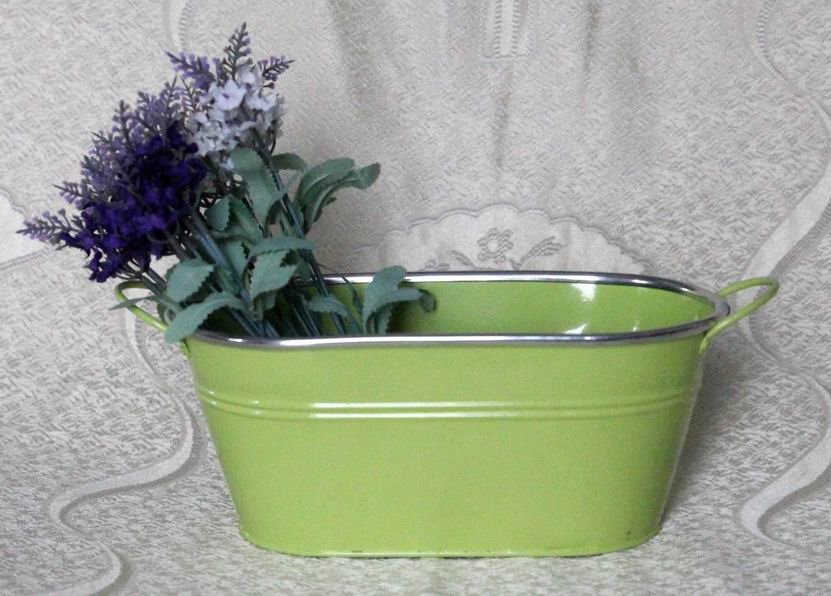 Green Oval Garden Flower Pots With Handle