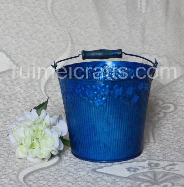 Blue Garden Flower Pots With Handle