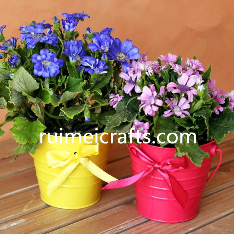 American Village candy color printing metal flower bucket pot planter.jpg