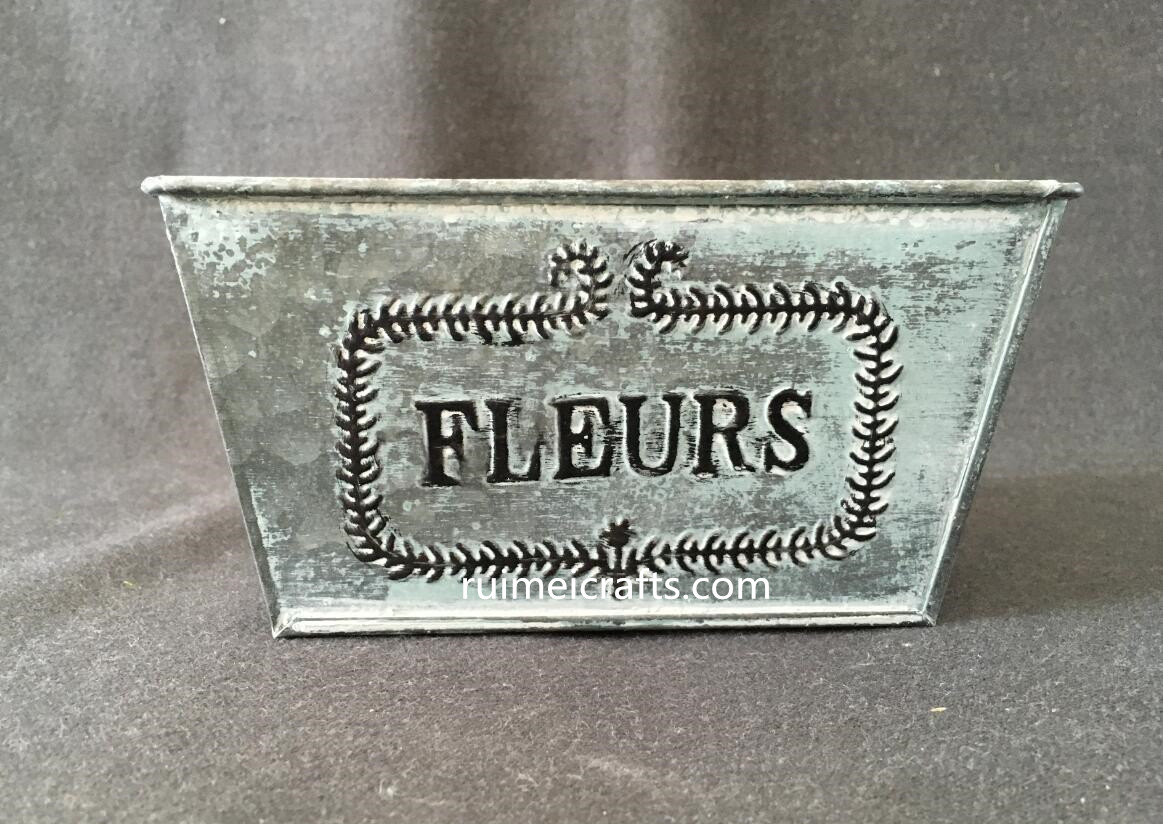 FLEURS logo metal garden flower pot.JPG