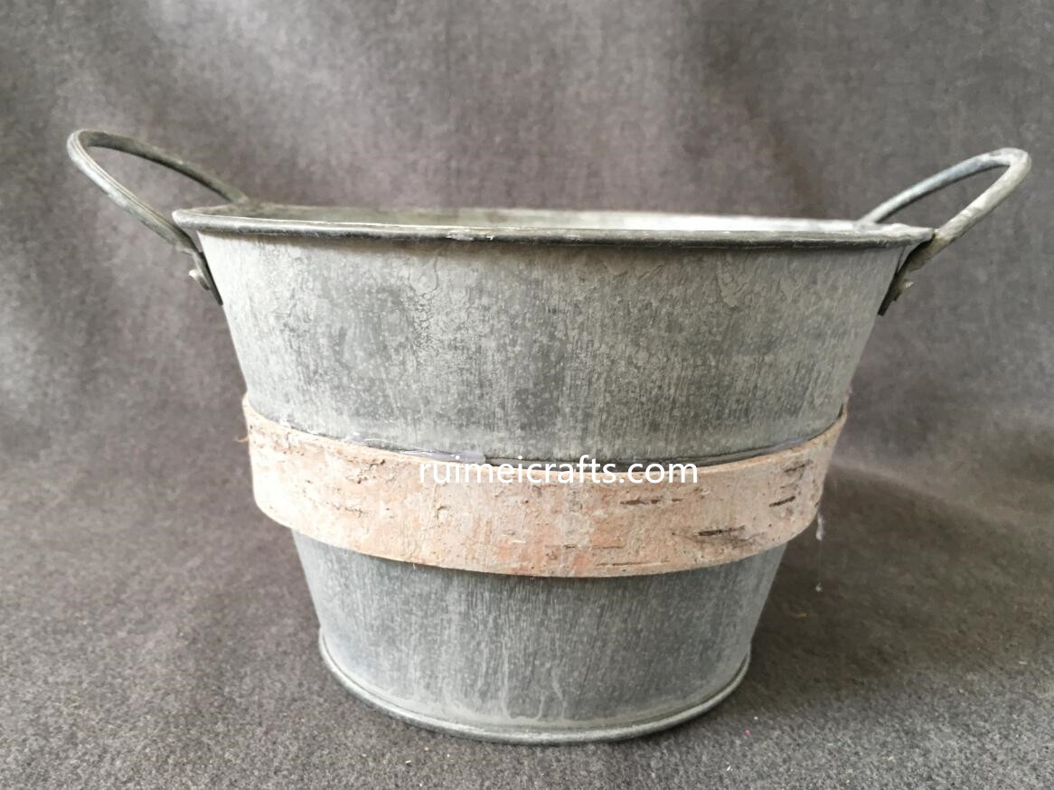 vintage metal bucket with ears and wooden decoration.JPG